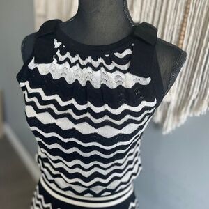 Missoni Monochrome Knit Wave Pattern Sleeveless Dress
